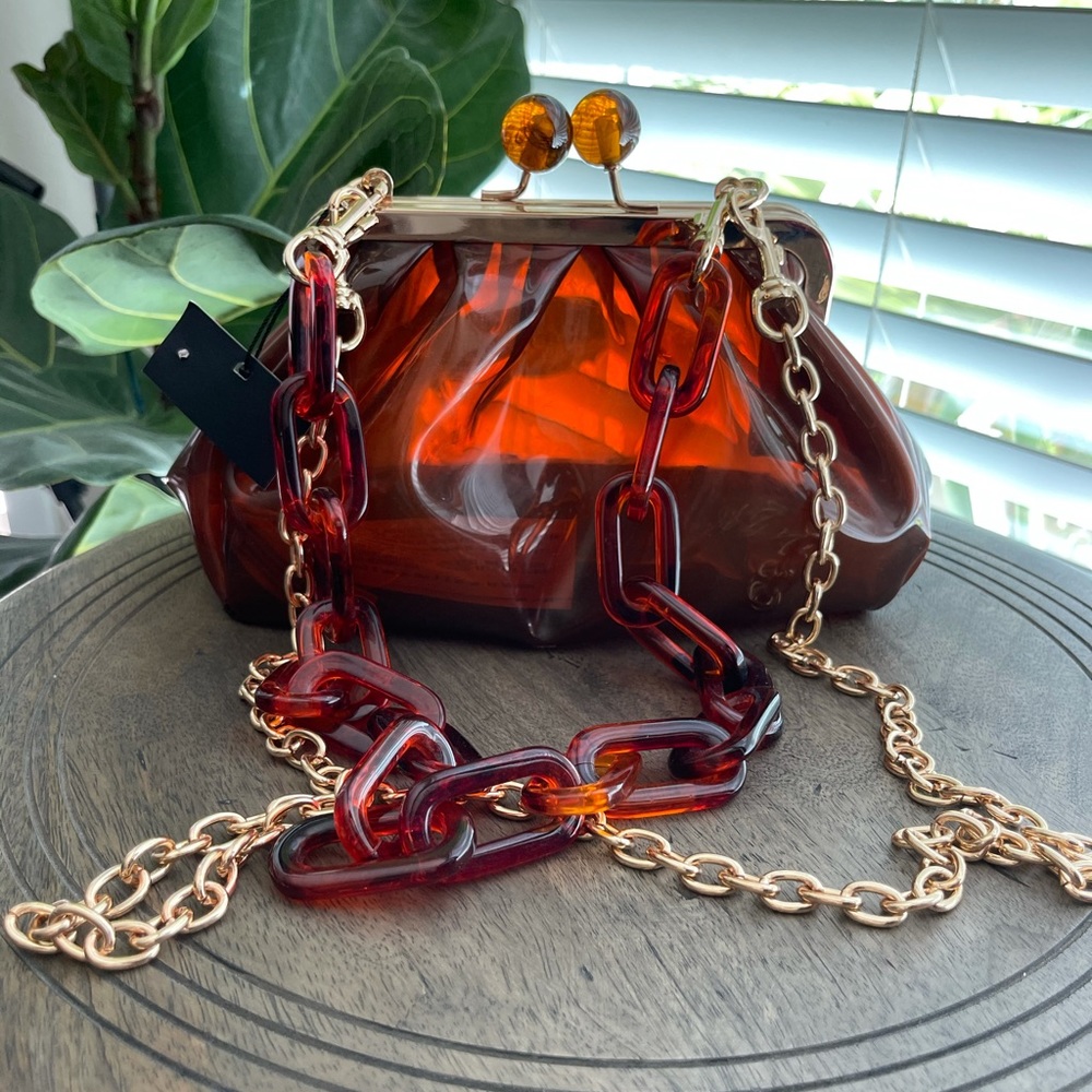 Zara Gel Bag with Chains NWT